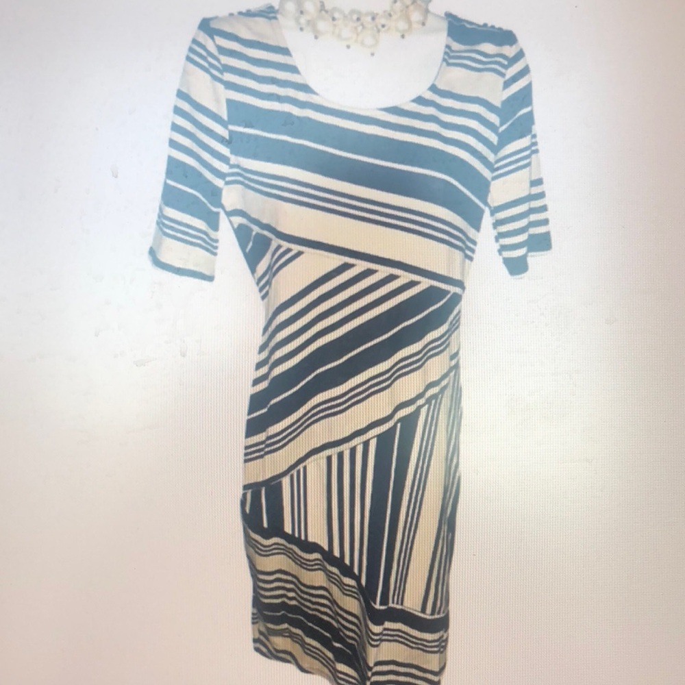Chic Striped Black and Cream Mini Dress